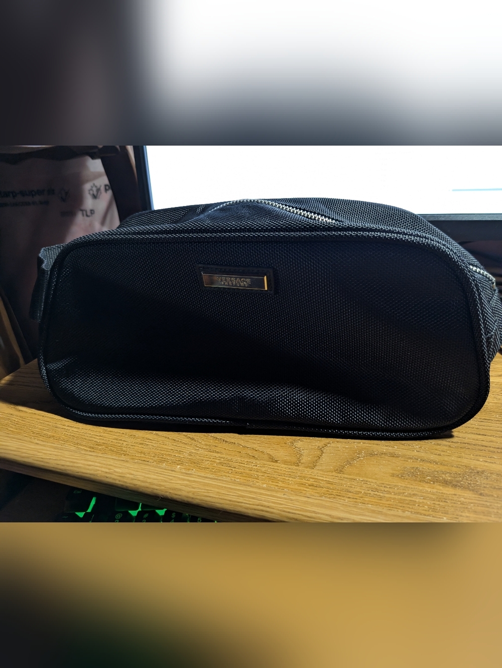 VERSACE PARFUMS  SMALL TOILETRIES MAKEUP BAG  Travel BLACK